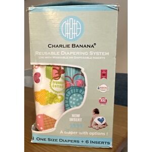 Charlie Banana 3 One Size Diaper + 5 Inserts Gelato Flowers Hot Pink Read